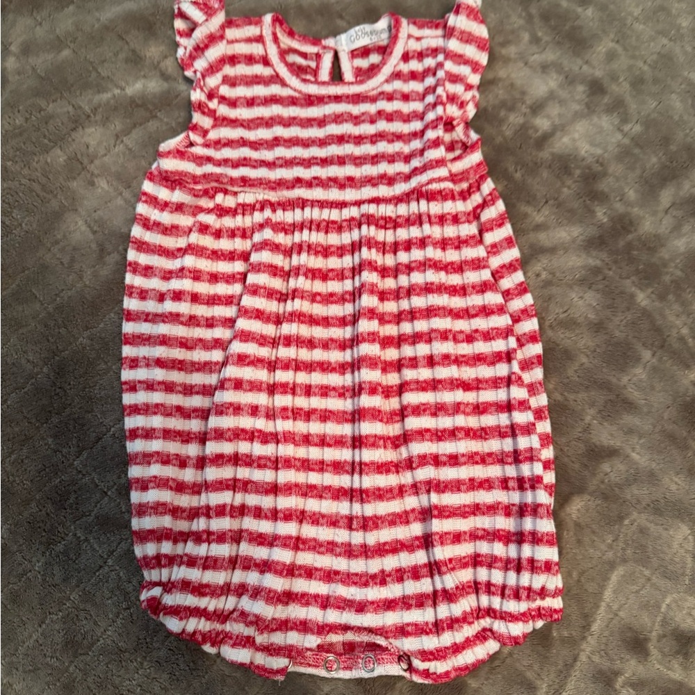 Red and White Striped bamboo Baby One Piece